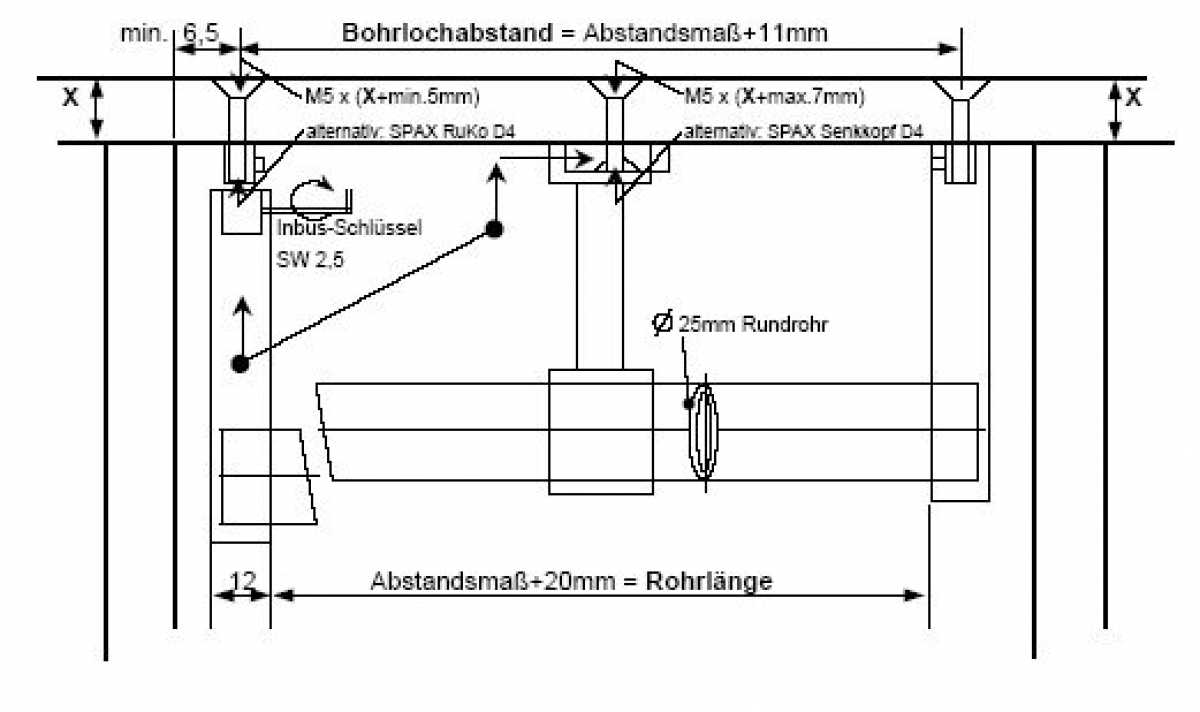 Alu Cambio Schrankrohrlager