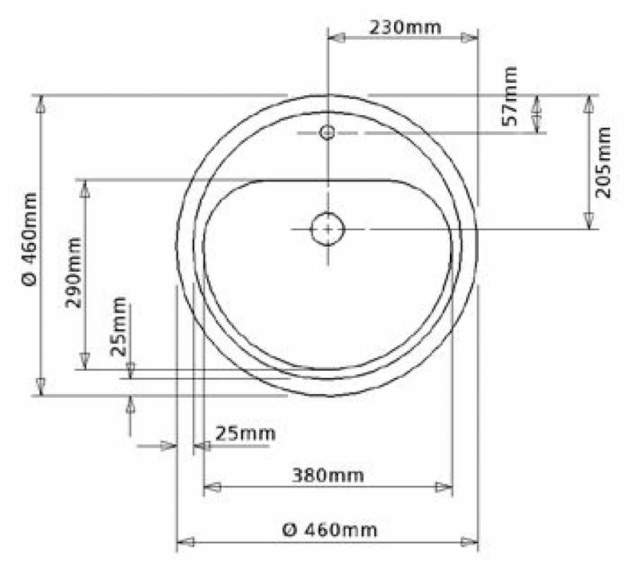 Einbaubecken ATLANTIS, 460 x 170 mm