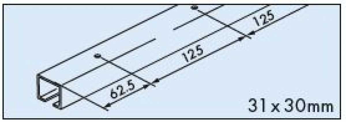 Laufschiene Alu gelocht Länge 1700 mm