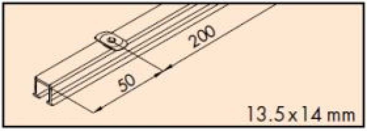 Einfachlaufschiene mit Drehriegel L: 2500mm