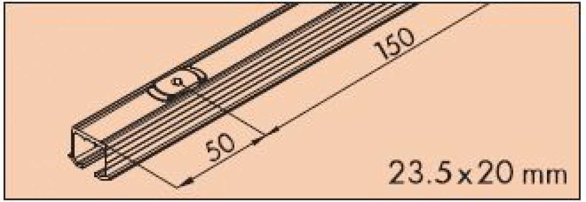 Einfachlaufschiene mit Drehriegel L: 3500 mm