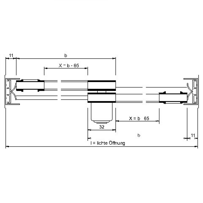 Adapter für Glasschiebetürschloss, bis 8 mm, links/rechts