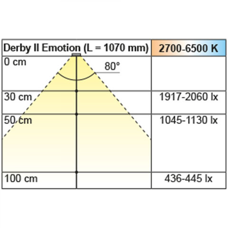 Anbauleuchte Derby II Emotion, L: 870 mm