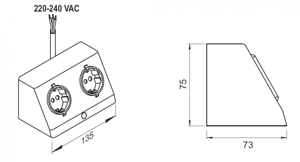 Doppelsteckdose DE, 230 V