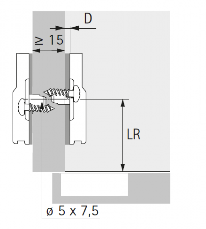 System 9000 "Hettich Direkt", Langloch, D: 8,0 mm