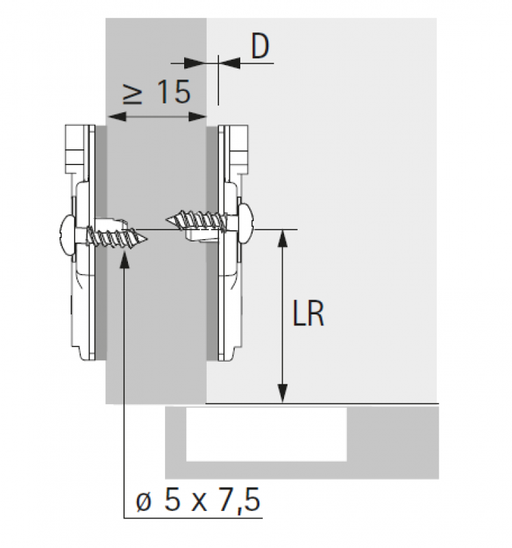 System 8099 "Hettich Direkt", Langloch, D: 3,0 mm