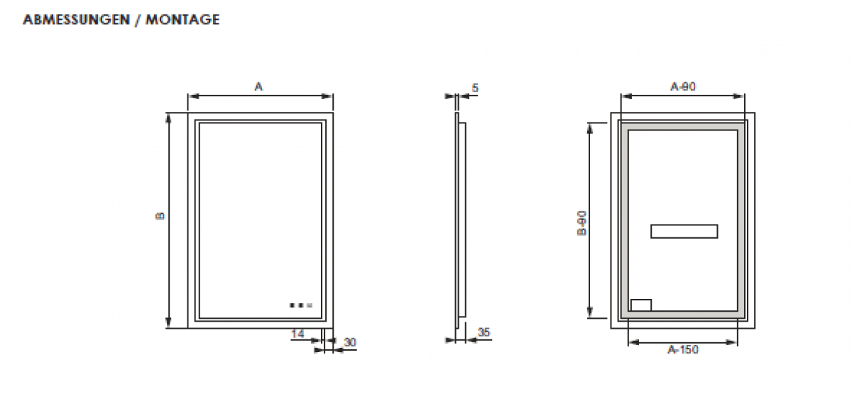 Kristallspiegel Deluxe Emotion, mit Heizung, 1200x900 mm