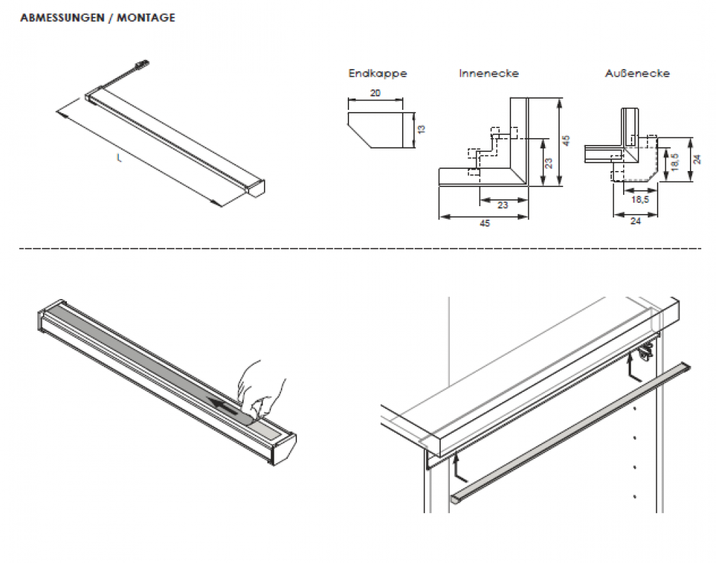 Anbauleuchte Nubio Emotion, L: 2500 mm