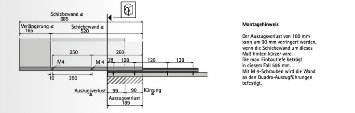 Teilauszug Quadro 40 für Schiebewände, Paar, 40 kg