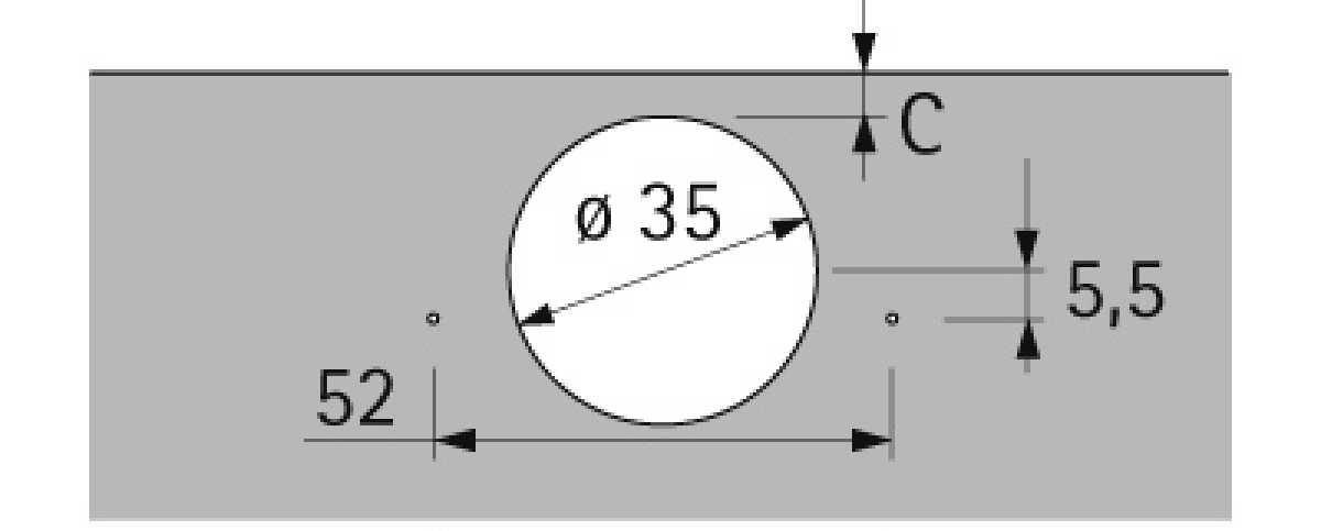 Sensys 8646i für dünne Türen, 110°, TH 52, voll vorliegend