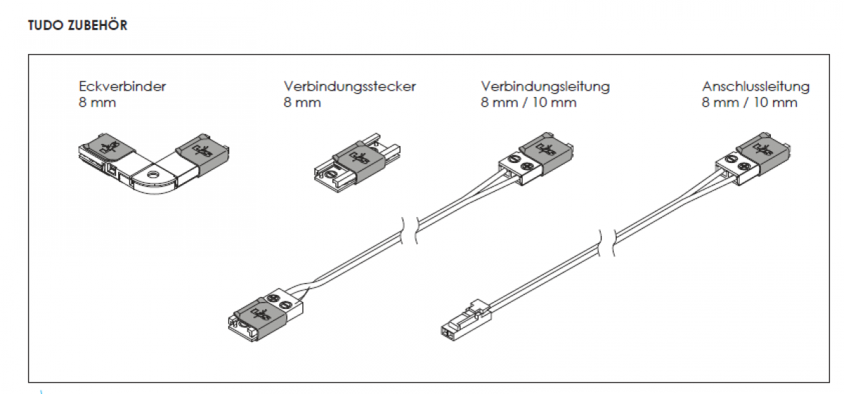 Anschlussleitung Tudo 12 V 8 mm, L: 3000 mm