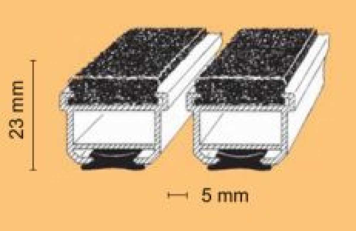 Alu-Textilstreifer Light, 23mm, pressblank, nach Maß, Nadelfilz