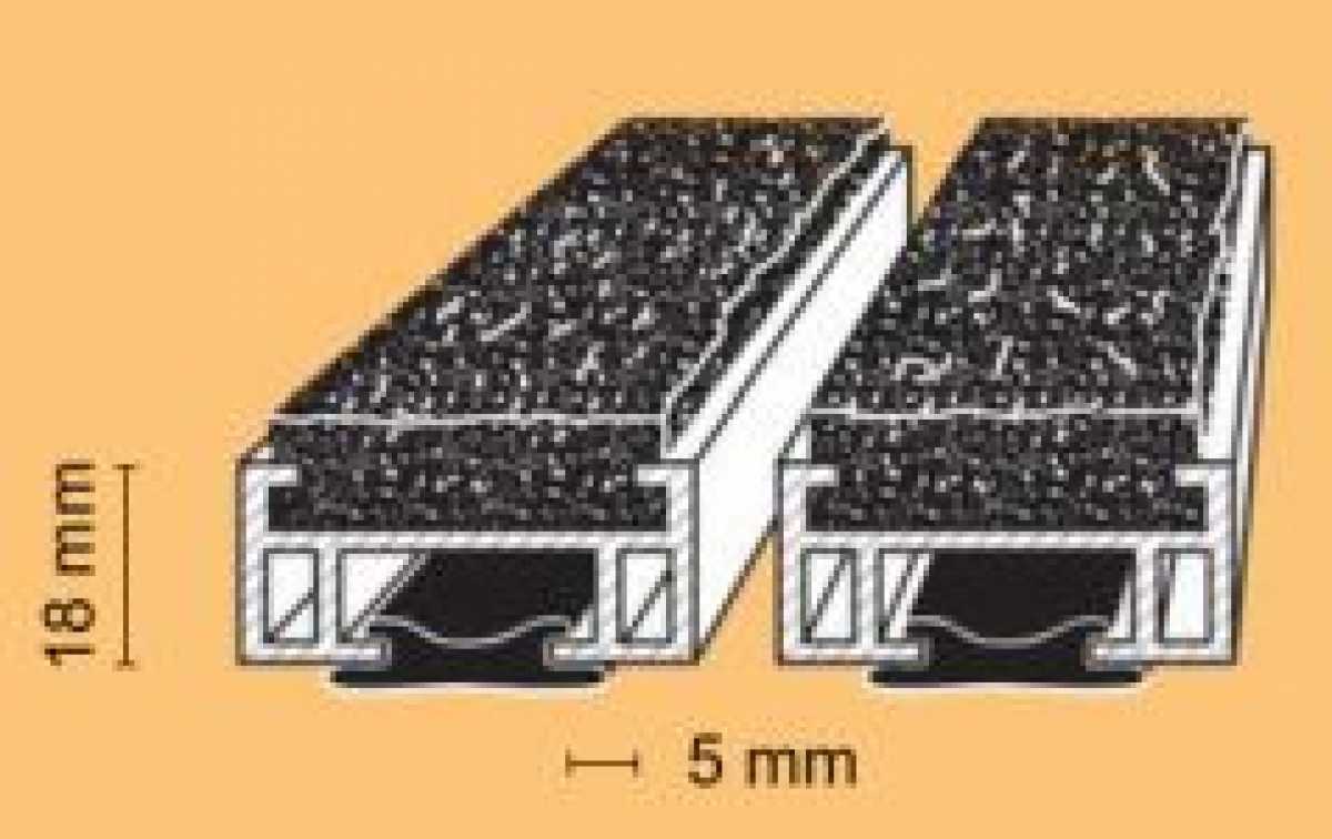 Alu-Textilstreifer Profi, 18mm, pressblank, nach Maß, Nadelfilz