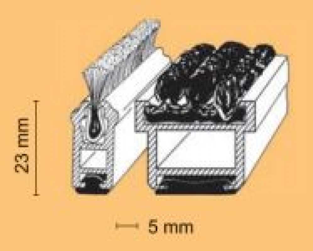 Kombistreifer Profi, 23mm, pressblank, nach Maß, Rips/Bürste