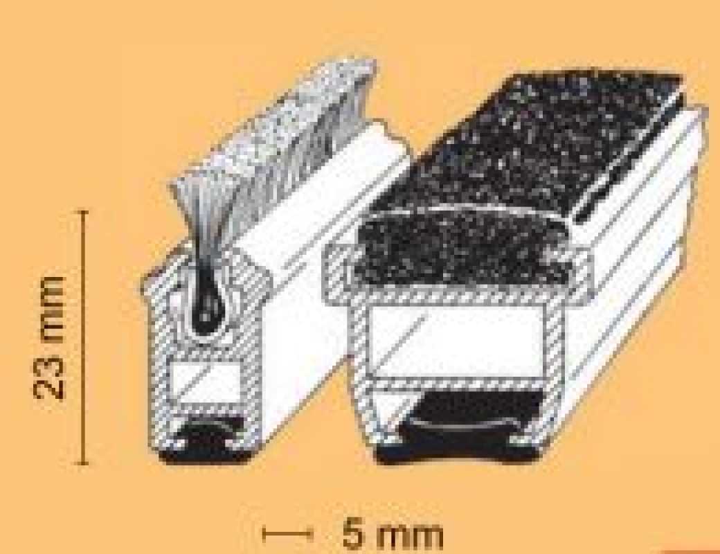 Kombistreifer Profi, 23mm, pressblank, nach Maß, Spezialnadelfilz (schwerentflammbar)/Bürste