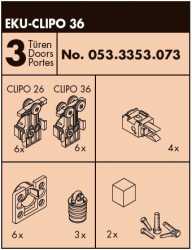 Beschlag-Garnitur EKU Clipo 36 H IS für 3 Türen