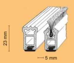 Kombistreifer Profi, 23mm, pressblank, nach Maß, Kratzkantenprofil/Bürste