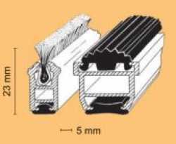 Kombistreifer Profi, 23mm, pressblank, nach Maß, Gummi/Bürste